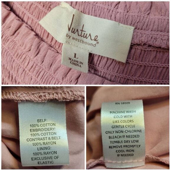 Westbound Pink Smocked Eyelet Cotton Maxi Dress Women's Size Large NEW - Picture 12 of 12